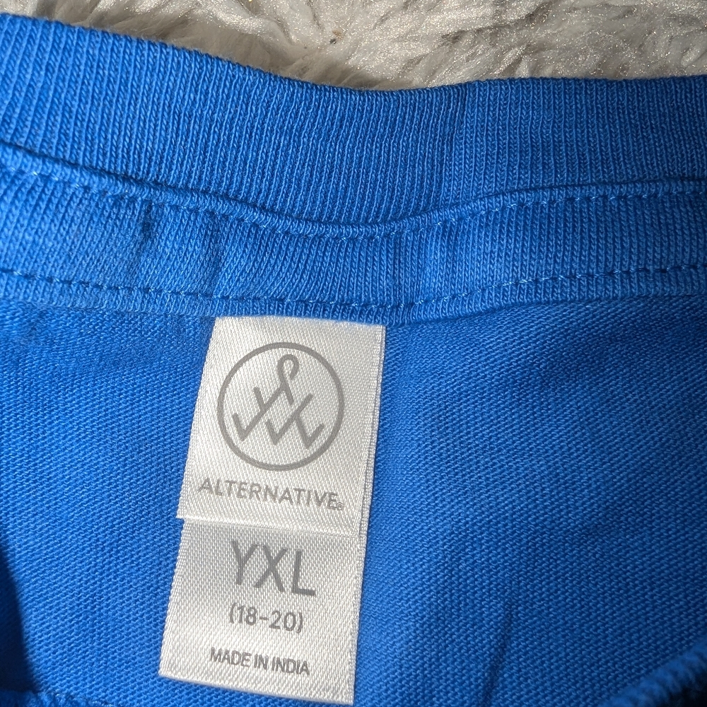 Nwot Alternative Blue Top YXL - Picture 2 of 4
